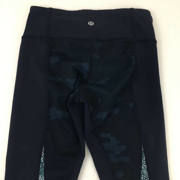 Lululemon Wunder Under Crop *Full-On Luon Blue Camo Camouflage Low Rise Size 2 - Picture 5 of 11
